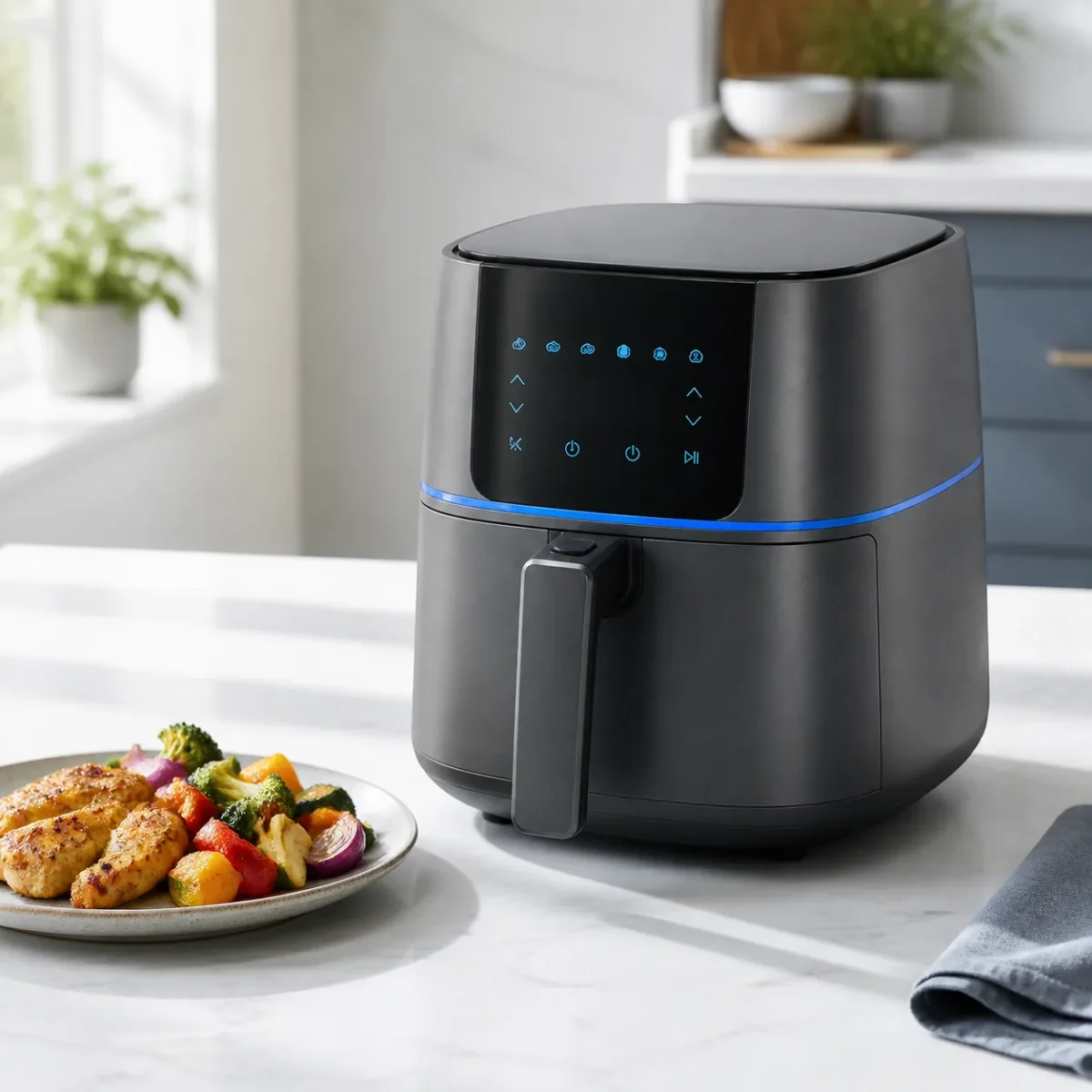 Friteuse à air sur un plan de travail