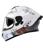 Casque intégral connecté blanc vu de profil